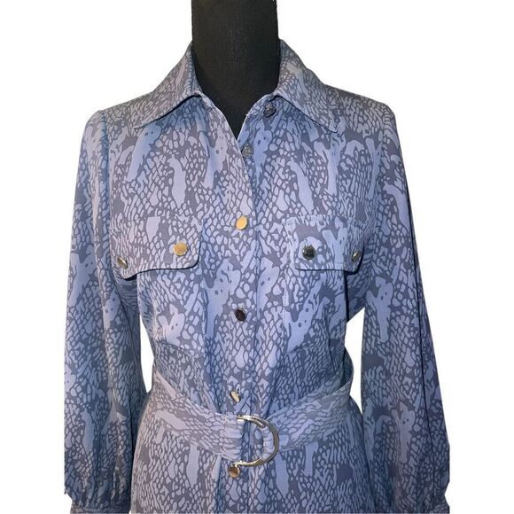 Soft Surroundings Irina Dress Blue Shirtdress Button Down Belted Size M - Picture 3 of 8